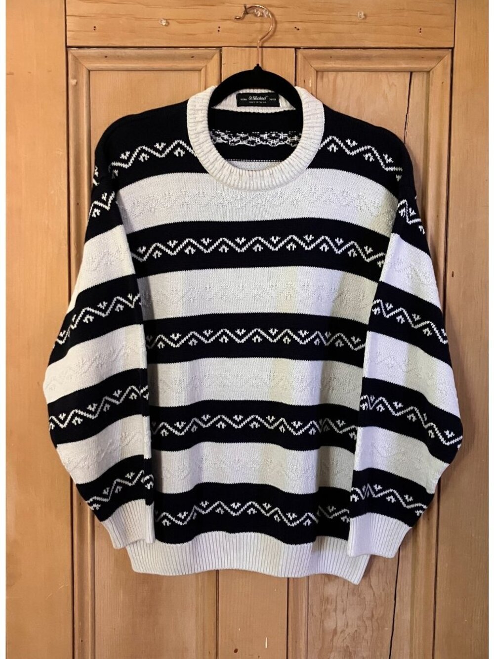 St Michael Womens Vintage 90s Fair Isle UK Made Sweater Size Medium White SP EXC - Picture 1 of 12